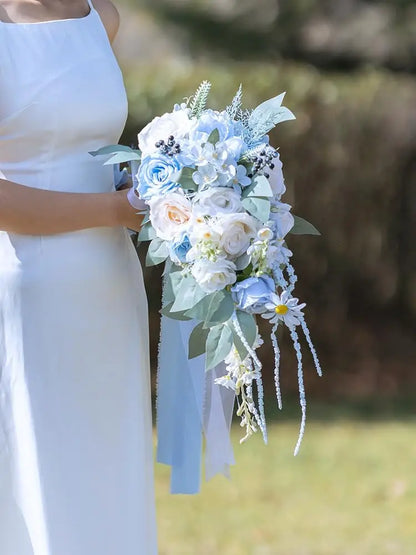 AERÉLIA™ Cascading Blue Bridal Bouquet