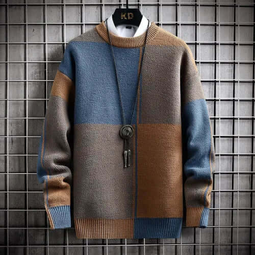 Men’s Leisure Color Block Knit Sweater