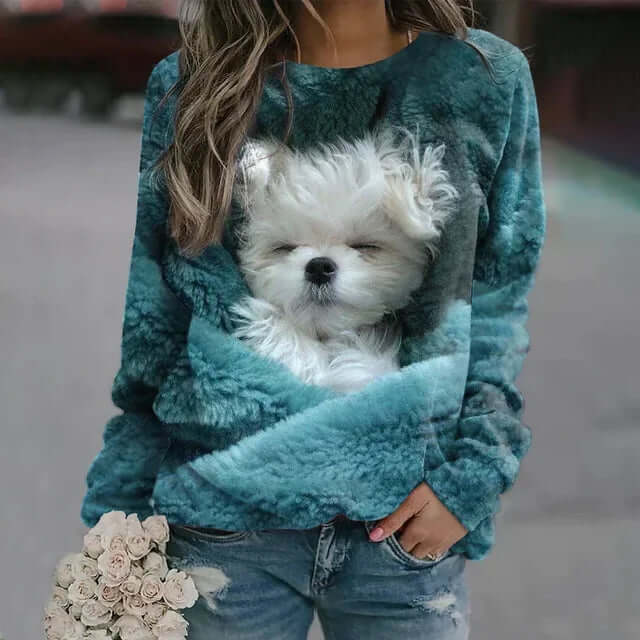 Cozy Dog Print Sweater