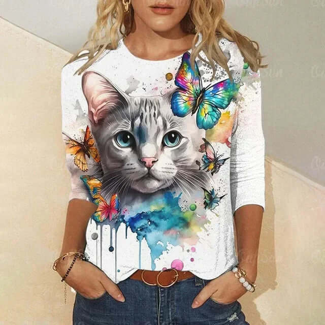 Cozy Cat Print Sweater