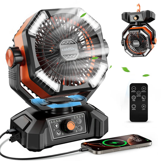 CampCool™ 20000mAh Camping Fan Rechargeable with LED Lanter
