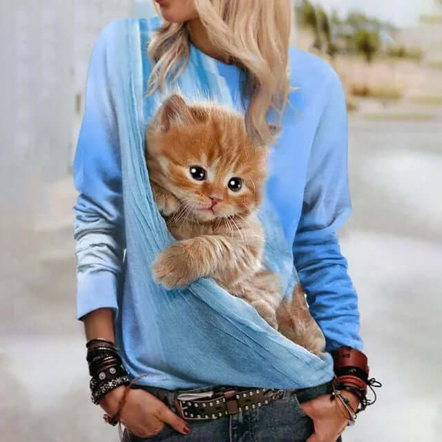 Cozy Cat Print Sweater