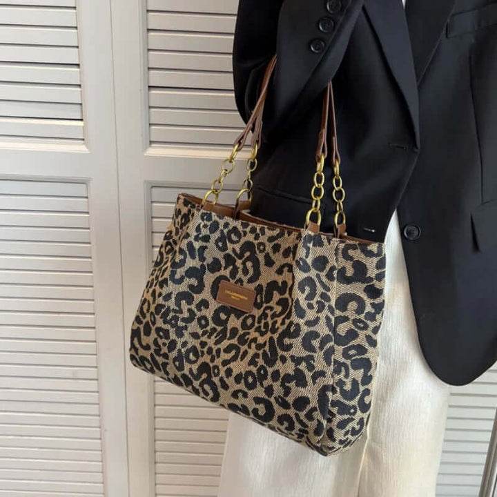 LeoBag Leopard Print Canvas Tote Bag