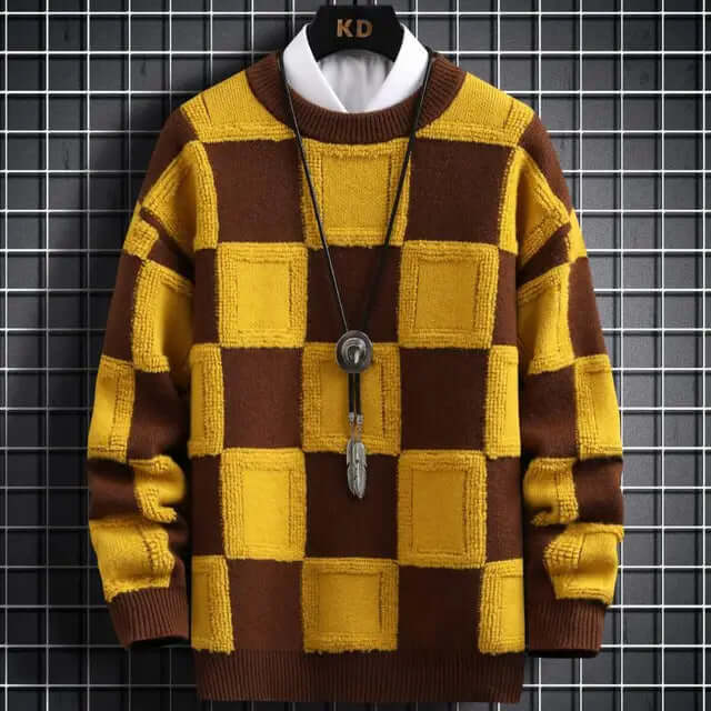 50% OFF + Free Shipping! I Men’s High-Quality Plaid Knit Sweater