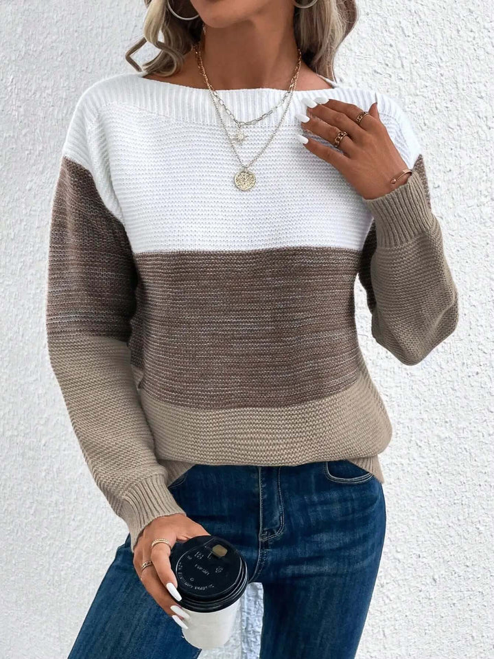 Free Shipping! I Three-Tone Cozy Knit Sweater