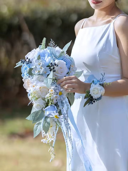 AERÉLIA™ Cascading Blue Bridal Bouquet