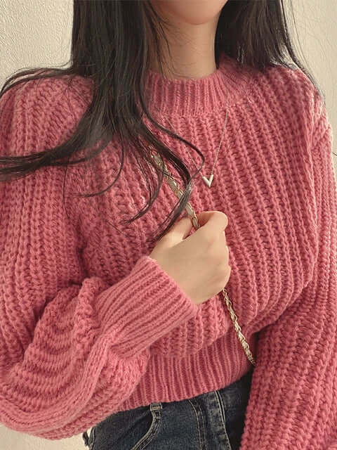 Vintage Lantern Sleeve Knit Sweater