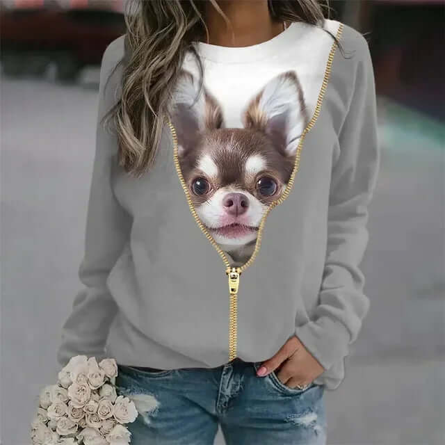 Cozy Dog Print Pullover Sweater