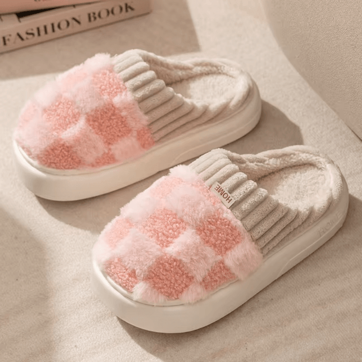 SoftSlip Comfy Plaid Flat Slippers