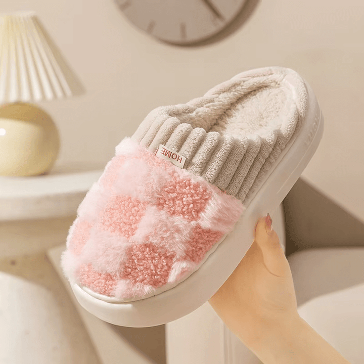 SoftSlip Comfy Plaid Flat Slippers