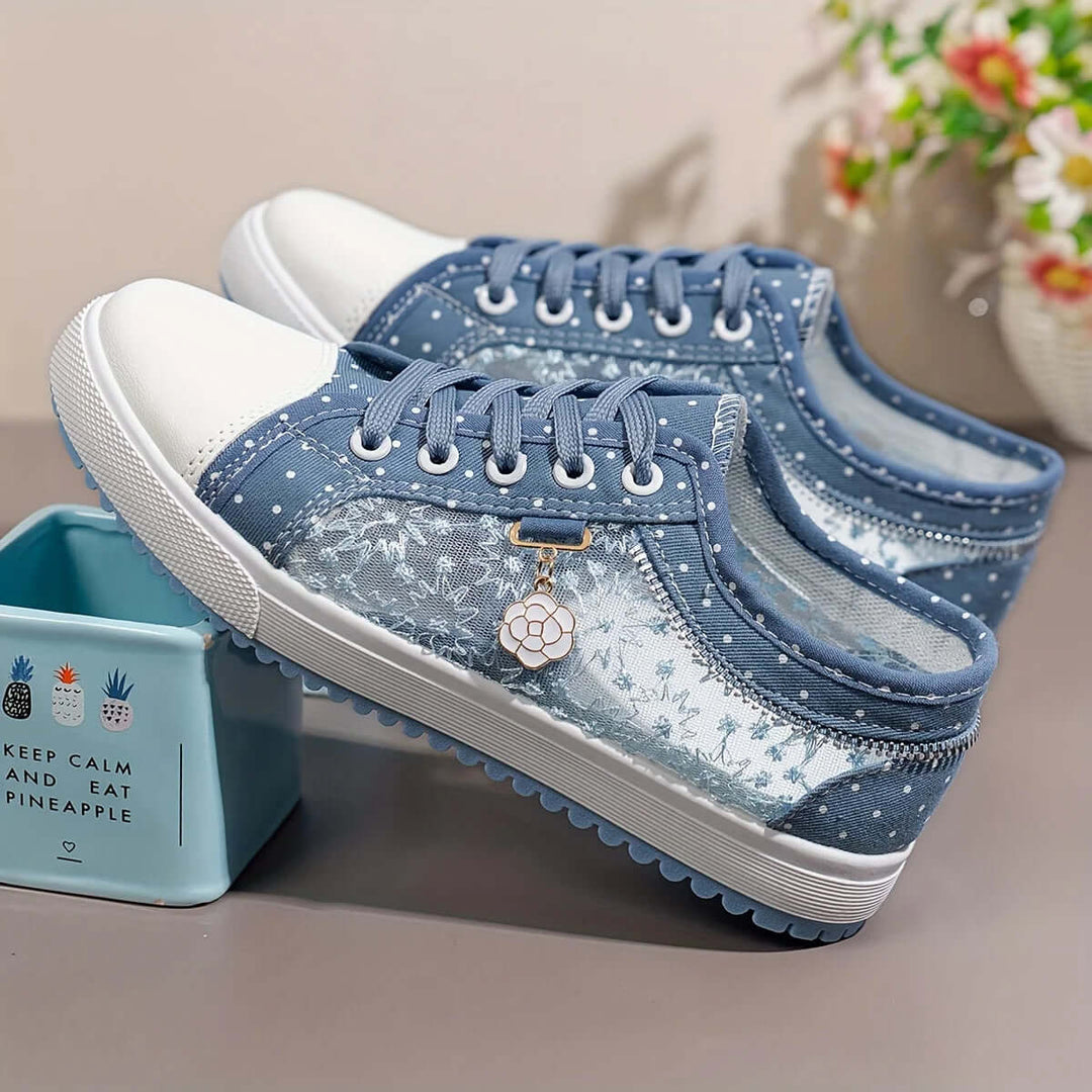 50% OFF + Free Shipping! I Cutout Lace Canvas Platform Sneakers