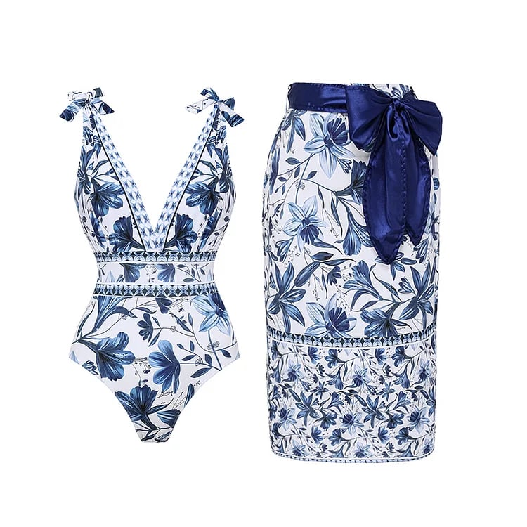 😍AquaChic Ocean Empress Swimsuit & Skirt Set - VERRANOO