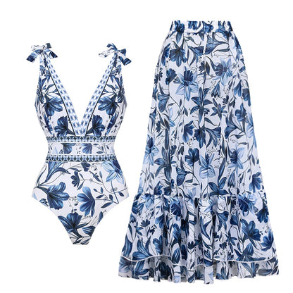 😍AquaChic Ocean Empress Swimsuit & Skirt Set - VERRANOO