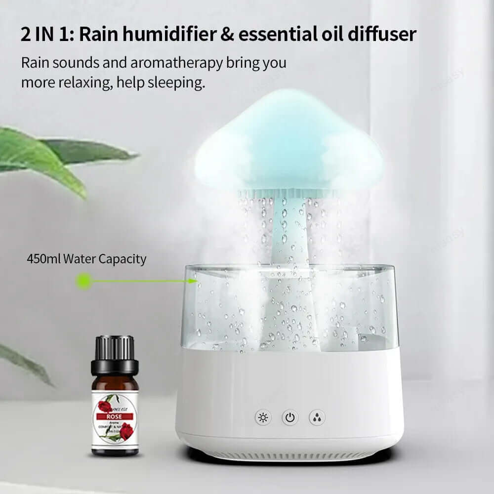 Mushroom Diffuser with Rain - Custom Max Line Rain Cloud Humidifier - Coolpho