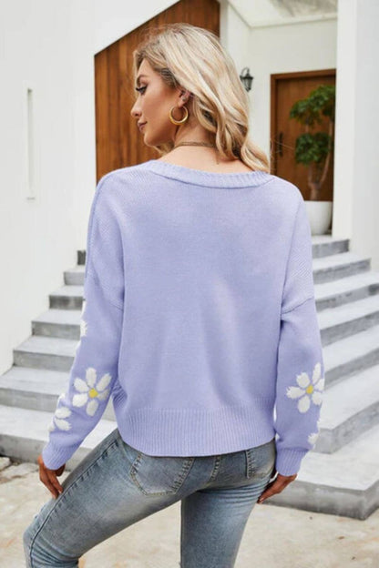 Blossom Touch Button Front Sweater - VERRANOO