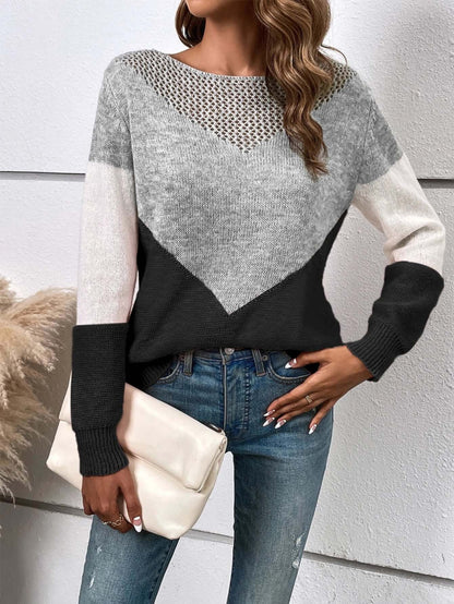 Bold Cutout Color Block Sweater - VERRANOO