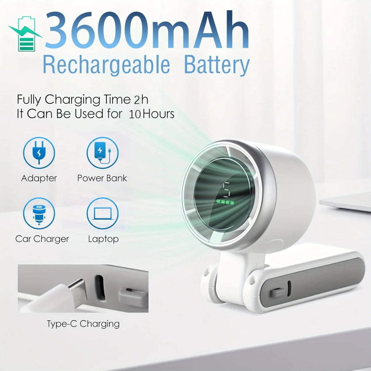 BreezeSpot™ 180° Foldable Neck & Desktop Turbo Fan - VERRANOO