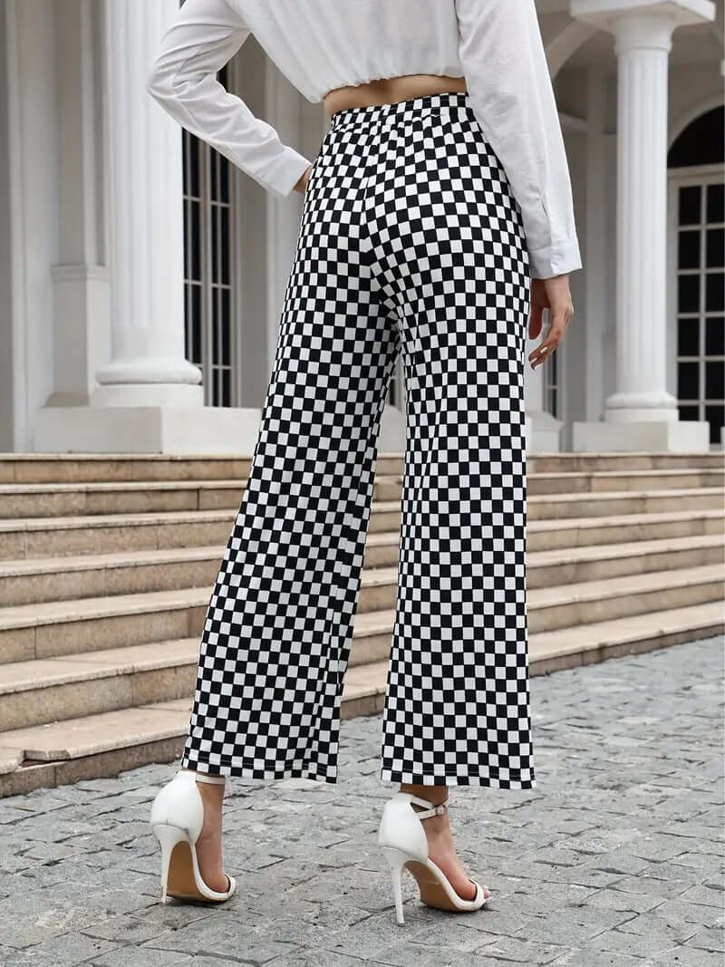 Plaid All-Season Chic Wide-Leg Pants