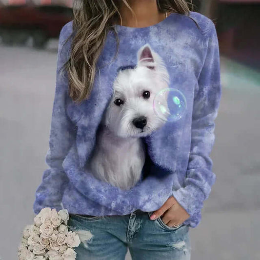 Cozy Dog Print Pullover - VERRANOO