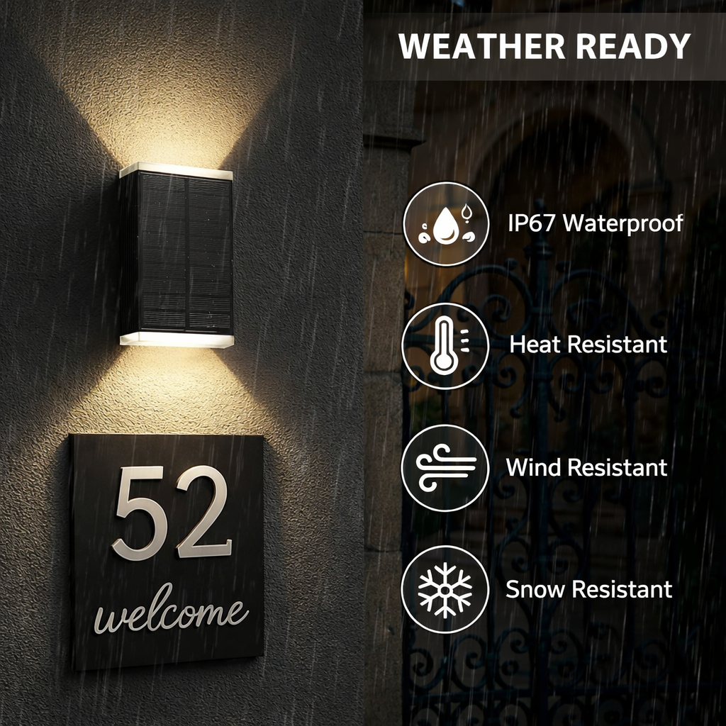 Laurent™ Solar Outdoor Wall Lamp – Adjustable Color Temperature, 2 Pack