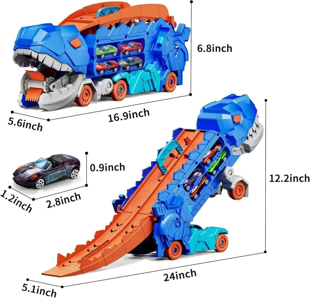 Dinosaur Truck Blue with Sliding Car Launcher - VERRANOO