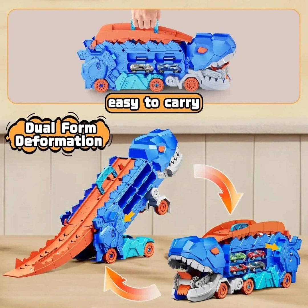 Dinosaur Truck Blue with Sliding Car Launcher - VERRANOO