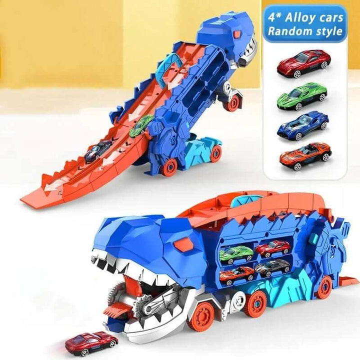 Dinosaur Truck Blue with Sliding Car Launcher - VERRANOO