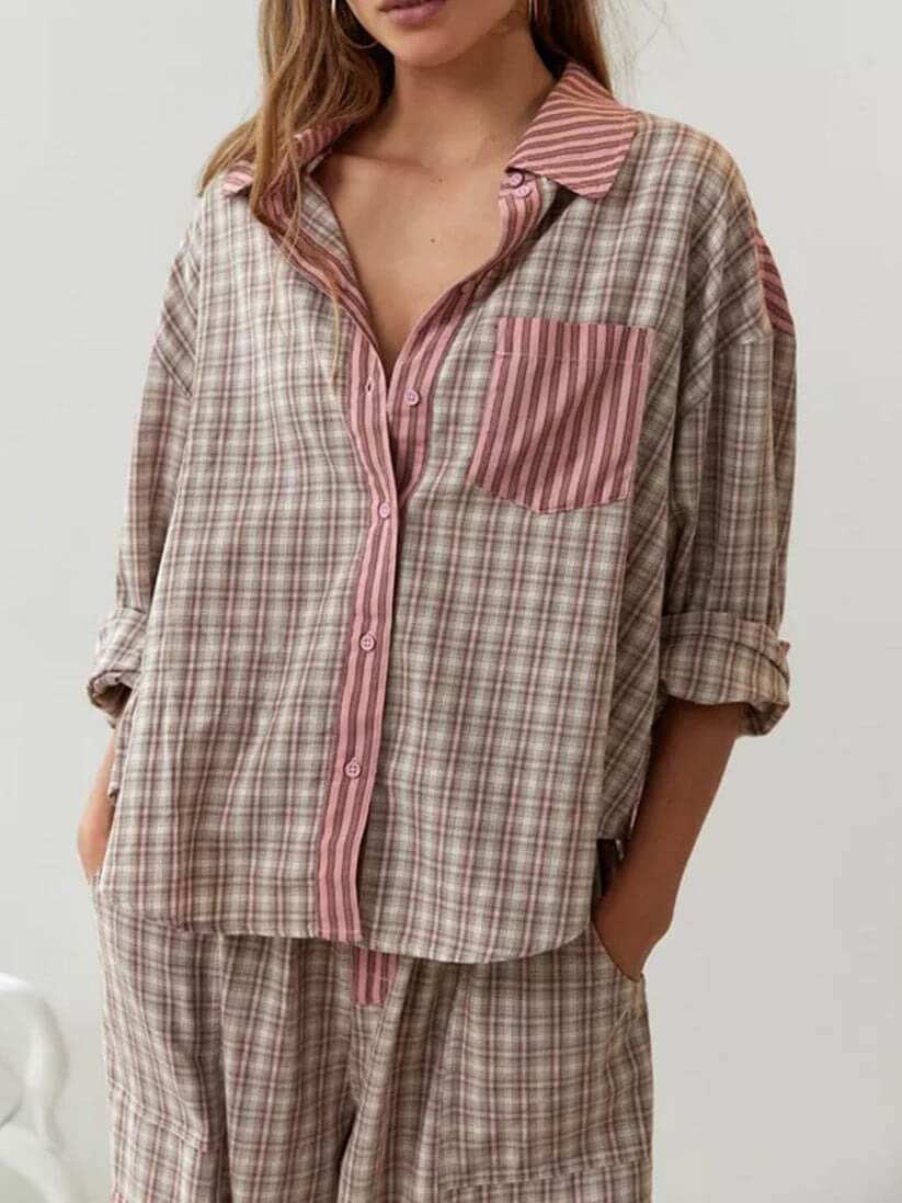 CozyDream Women's Pink Loose Pajama Set.