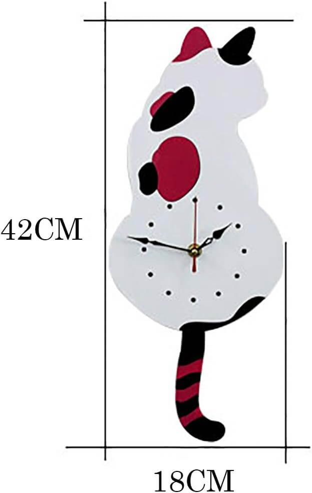 Adorable Cat Wall Clock with Swinging Pendulum