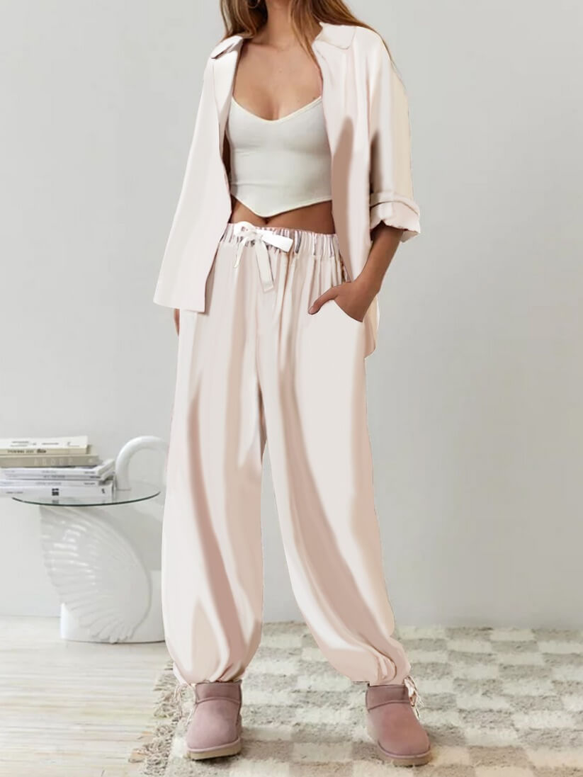 CozyDream Women's Pink Loose Pajama Set.