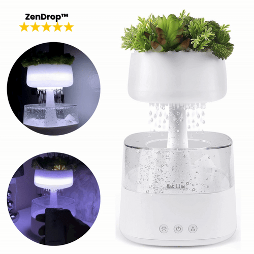 ZenDrop™ Rain Humidifier with Faux Plants