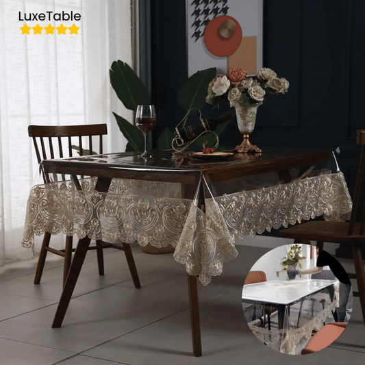 LuxeTable™ Embroidered  Wash-Free Tablecloth