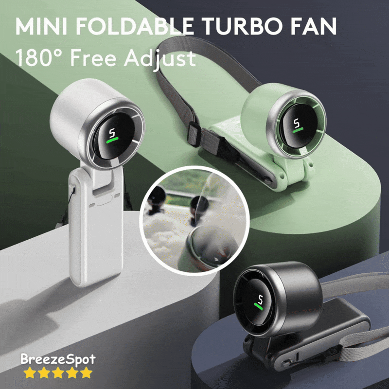 BreezeSpot™ 180° Foldable Neck & Desktop Turbo Fan