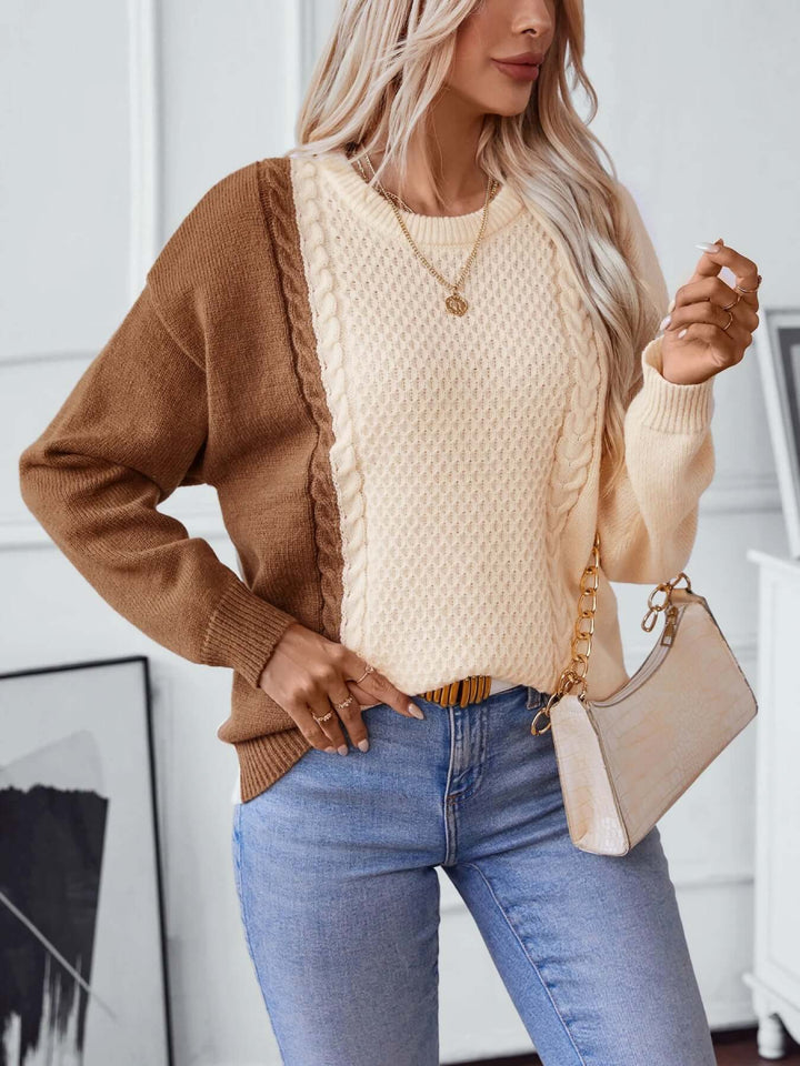 Free Shipping! I Bold Twist Color Block Sweater - VERRANOO