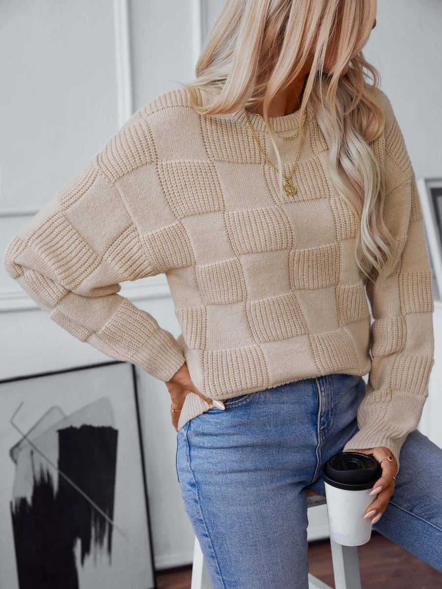 Free Shipping! I Cozy Chic Round Neck Knit Sweater - VERRANOO