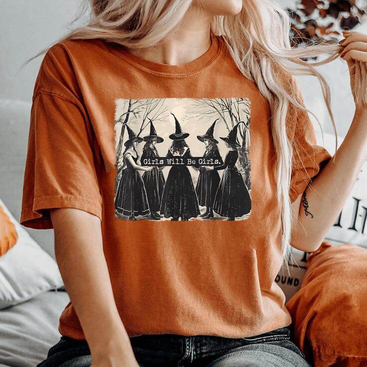 Girls Will Be Girls Witch Witchy Vibes Women's Oversized Comfort T-Shirt