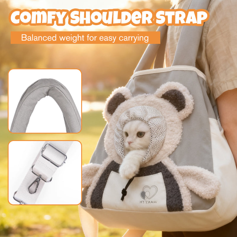 Bear-Inspired Head-Out Pet Carrier - Small Dog and Cat Bag with Open Top Design