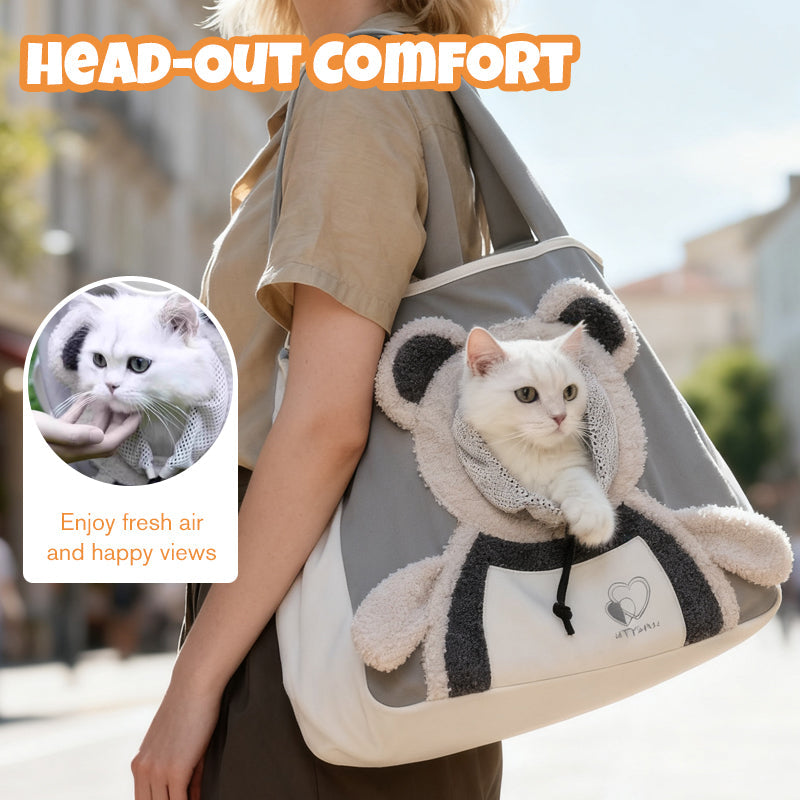 Bear-Inspired Head-Out Pet Carrier - Small Dog and Cat Bag with Open Top Design
