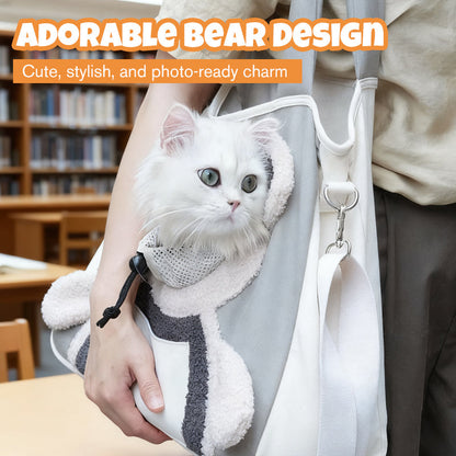 Bear-Inspired Head-Out Pet Carrier - Small Dog and Cat Bag with Open Top Design