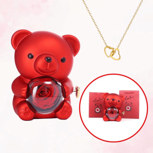 InfinyBear Rose & Heart Necklace Gift Set - VERRANOO