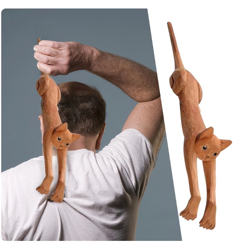 KittyScratch Haven – Hand - Carved Wooden Cat Back Scratcher - VERRANOO