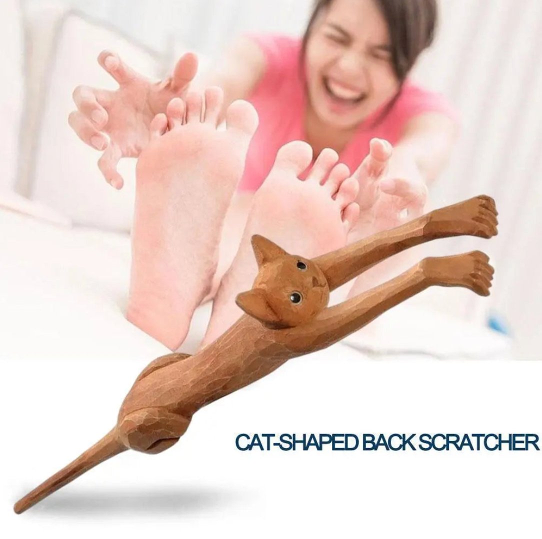 KittyScratch Haven – Hand - Carved Wooden Cat Back Scratcher - VERRANOO