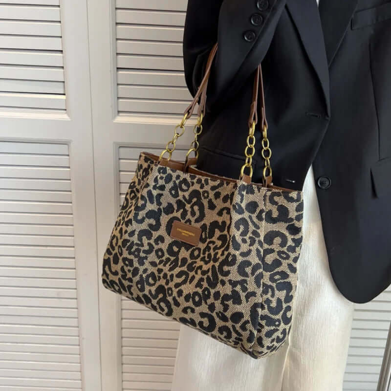 LeoBag Leopard Print Canvas Tote Bag - VERRANOO