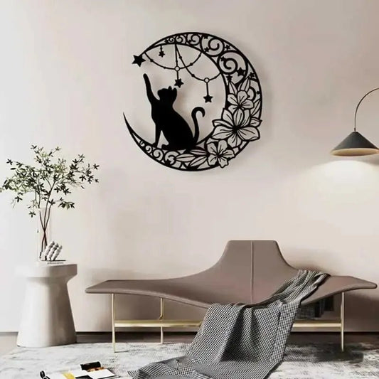 LunaPaws™ Black Cat Moon Wall Art - VERRANOO
