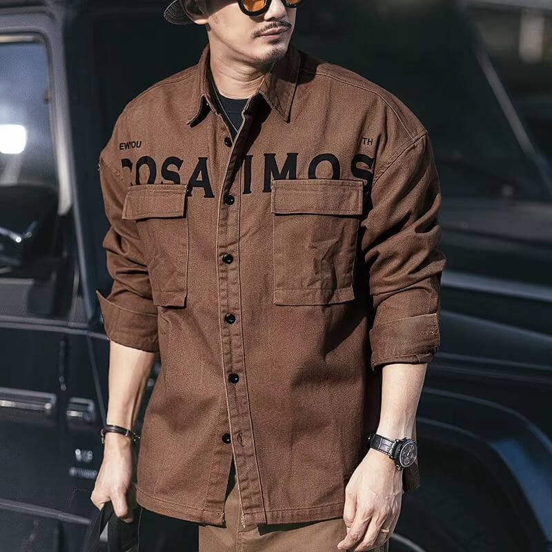 Men's All - Season Oversized Casual Shirt with Pockets - VERRANOO