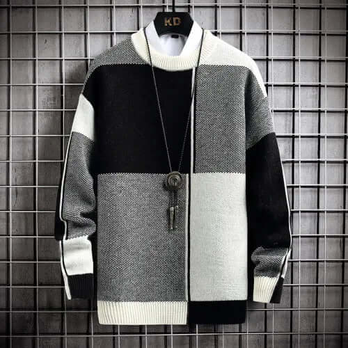 Men’s Leisure Color Block Knit Sweater - VERRANOO