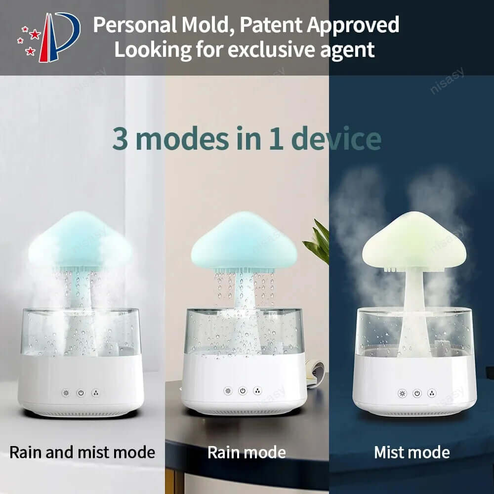 Mushroom Diffuser with Rain - Custom Max Line Rain Cloud Humidifier - VERRANOO