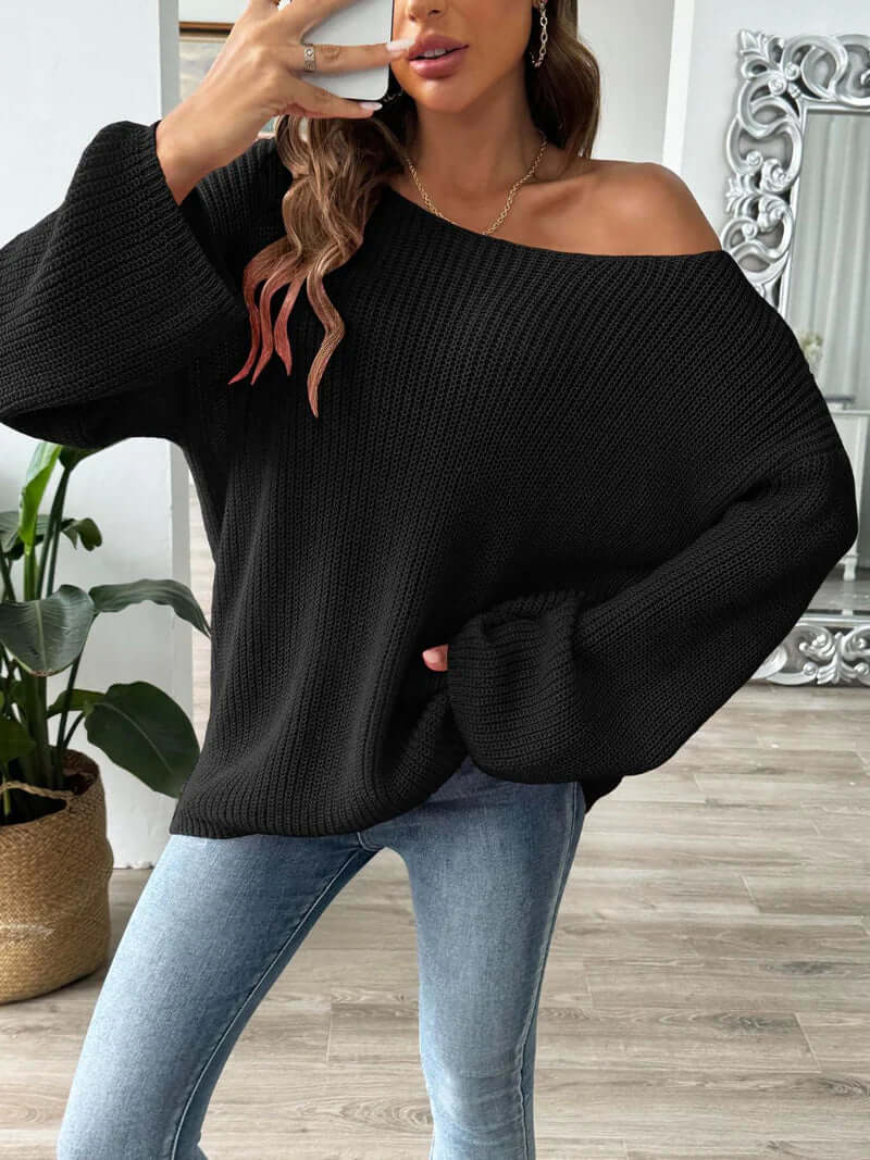 One - Shoulder Hazel Loose Sweater - VERRANOO