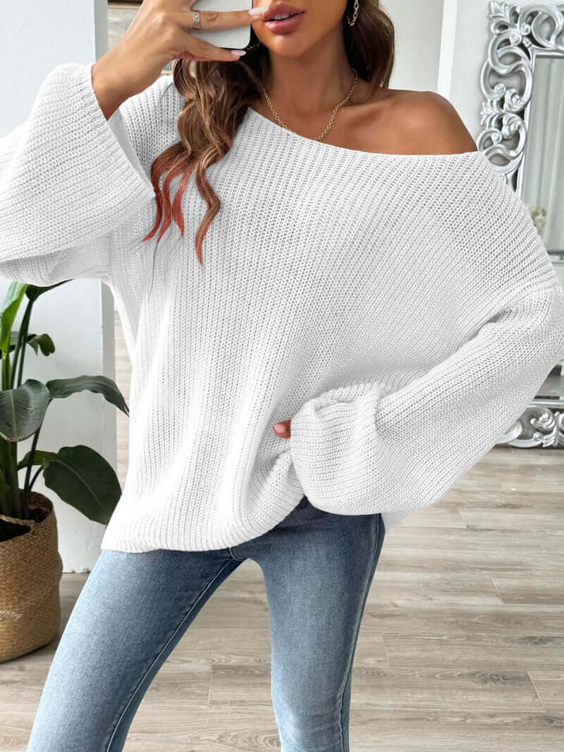 One - Shoulder Hazel Loose Sweater - VERRANOO