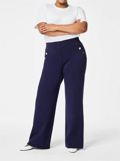 OpraStyle Luxe – Tummy Control Button Wide Leg Pant - VERRANOO